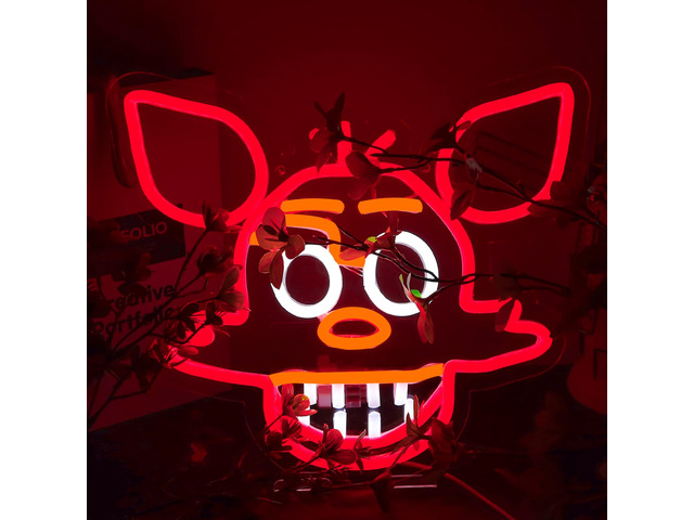 Fnaf Fox Neon Sign for Wall DecorFive Nights LED Neon Lights for GameroomBirthdayChristmas Gifts for kids