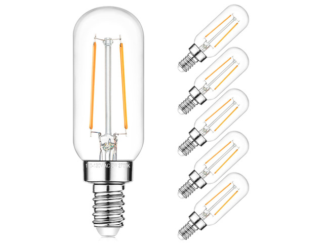 E12 Edison LED Light Bulbs 15 Watt Equivalent Candelabra, Dimmable 2700K Warm White T6 Clear LED Bulbs 2W 180lm Vintage T25 for Chandelier Ceiling...