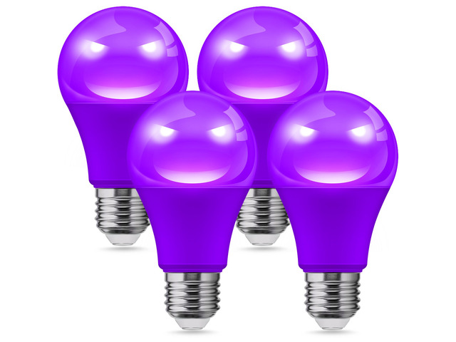 Halloween Purple Light Bulbs Outdoor, A19 E26 Porch Lights 6W Dusk to Dawn Sensor, 40W Equivalent, Purple Colored Light Bulb, Auto-On/Off E26 Base...