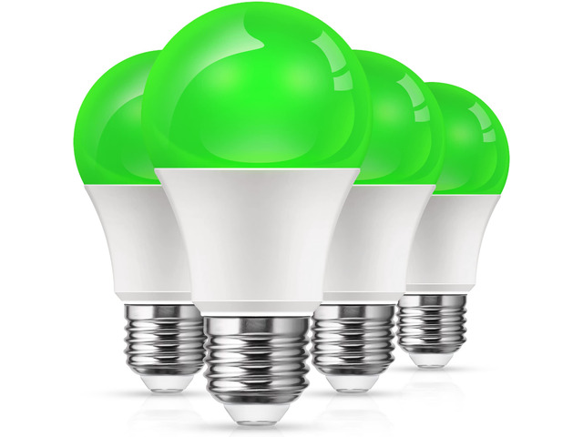 LOHAS Green Light Bulbs Outdoor, Dusk to Dawn Sensor A19 Green Porch Lights 40W Equivalent, 6W Colored Bulb Auto-On/Off, E26 Base for St. Patrick's...