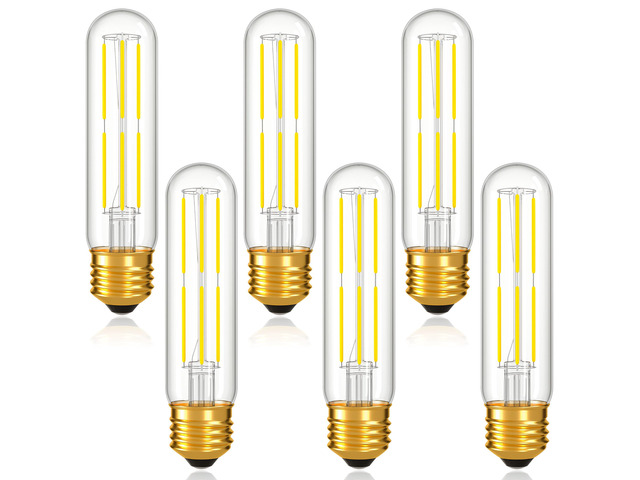 Dimmable E26 T10 LED Bulb Tube Light Bulbs 6W,Daylight 5000K 600LM,6 Pack (60W Equivalent),Tubular Light Bulb Type T Long Thin Skinny Light Bulbs...