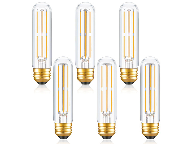 Dimmable E26 T10 LED Bulb Tube Light Bulbs 6W,2700K Solf White 600LM,6 Pack (60W Equivalent),Tubular Light Bulb Type T Long Thin Skinny Light Bulbs...