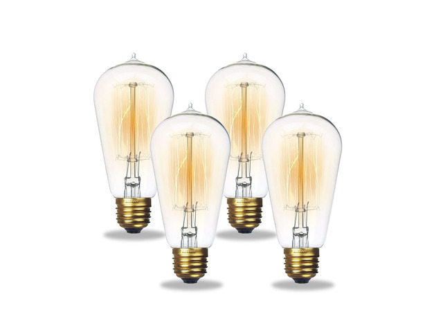 4-Pack Edison Light Bulb 60 Watt Dimmable ST58 Vintage Warm Bulb 2200K Soft Light Bulbs Warm Light, 110V E26 Decorative Light Bulb, Vintage 230LM...