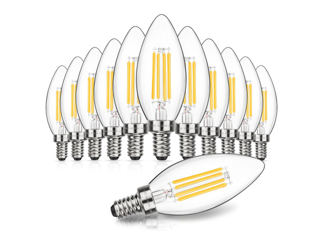Dimmable E12 LED Candelabra Bulbs 60W Equivalent, Soft White 3000K, 600LM Chandelier Light Bulb, B11 LED Candle Light Bulbs, 12 Pack