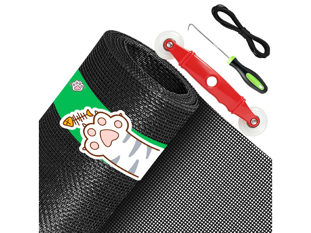Pet Proof Window Screen Replacement Kit, 59'x106' Durable High Hardness Screen Mesh Replacement Window Screens Repair Kit for Sliding Screen...
