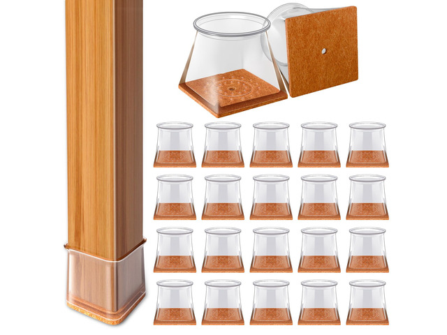 Chair Leg Floor Protectors Caps Covers Furniture Pads 24Pcs Clear Silicone Felt Chair Sliders for Hardwood Floors Protect the Floor from Scratches...