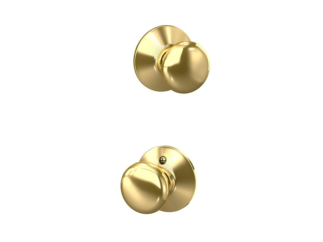 Plymouth Hall/Closet Passage Door Knob, Bright Brass Hall or closet door knob with no lock, Easy to install, Certified durability, Universal fit -...