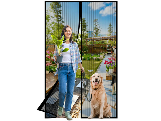 Magnetic Screen Door -Fit Door Size 30.0 x 80.0'' Retractable Screen Door Mesh for Front Door or Sliding Door, Pet & Kid Friendly, Hands-Free...