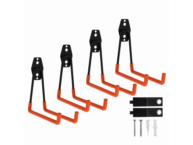 Garage Hooks, 4 Pack Large Square Wall Hooks for Hanging Heavy Duty Ladders, Bikes, Tools Ideal for Garage, Garden, Basement Utility Room Storage...