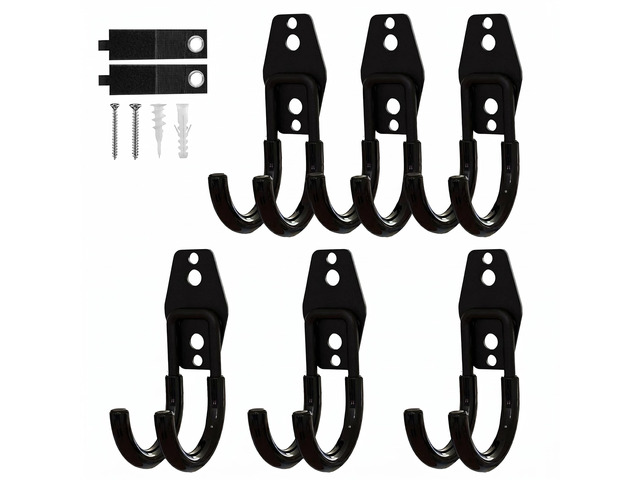 Garage Hooks, 6 Pack Small Round Wall Hooks for Hanging Heavy Duty Ladders, Bikes, Tools Ideal for Garage, Garden, Basement Utility Room Storage...