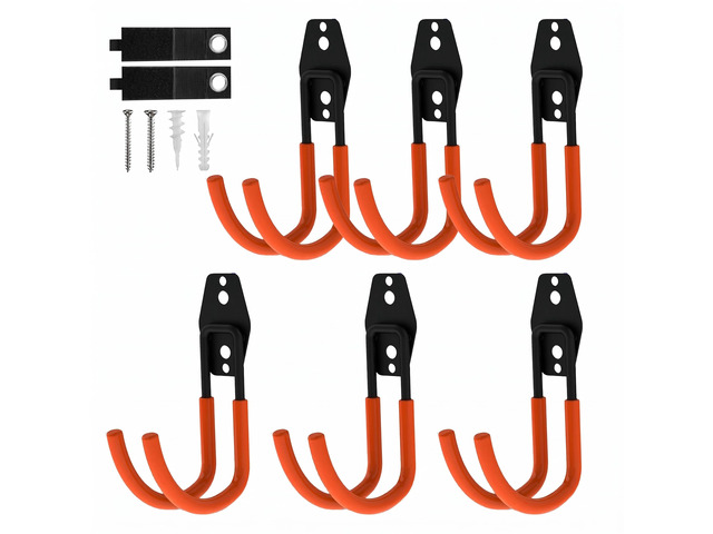 Garage Hooks, 6 Pack Large Round Wall Hooks for Hanging Heavy Duty Ladders, Bikes, Tools Ideal for Garage, Garden, Basement Utility Room Storage...
