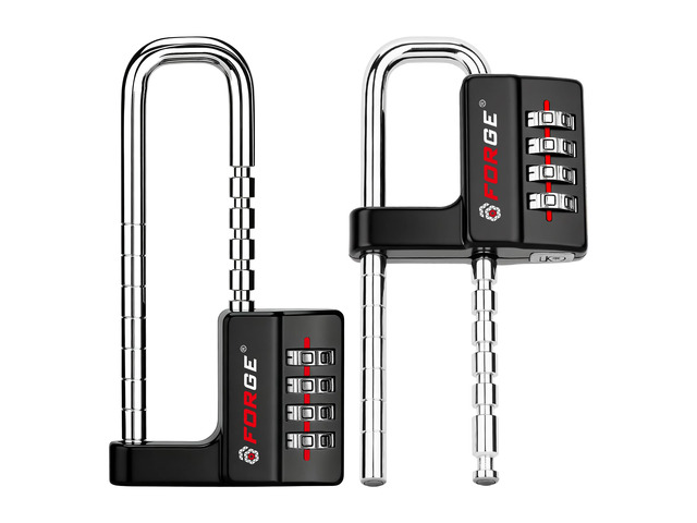 Combination Lock, Black, 2 Locks 4-Digit Heavy Duty, Adjustable Long Shackle 1.57'-3.85', Waterproof, Zinc Alloy, For Outdoor Gate, Fence, Gym...