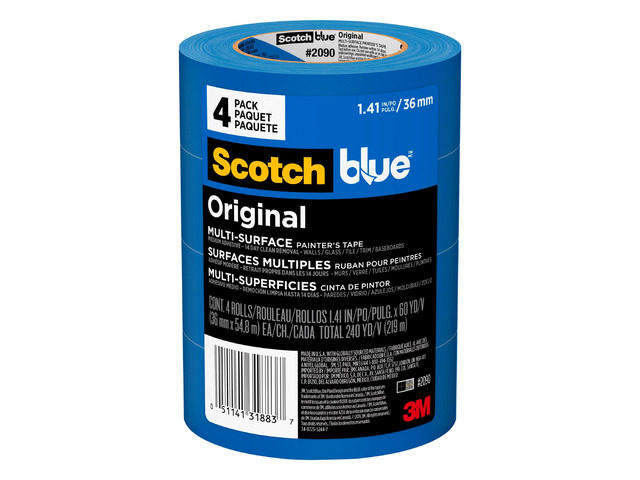 Original Multi-Surface Painter's Tape 1.5 Inch Wide, 4 Rolls 1.41 in x 60 yd, Blue Paint Tape, Protects Surfaces and Removes Easily, Painting Tape...