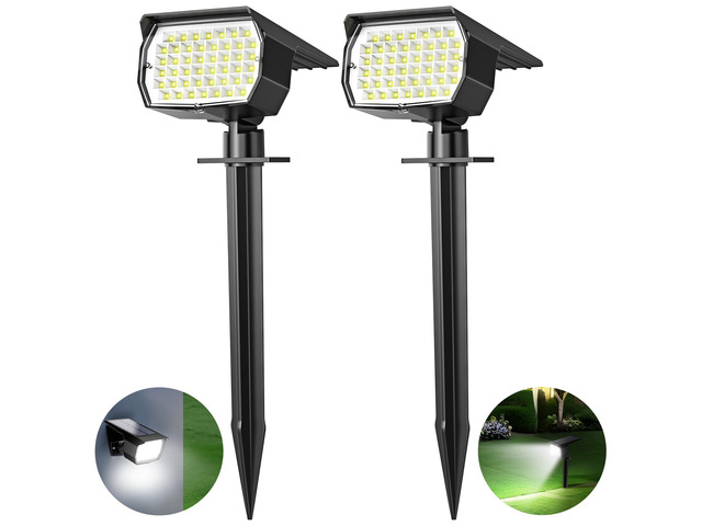 Solar Spot Lights Outdoor 2 Pack, [46 LED/3 Modes] Solar Landscape Spotlights Waterproof, 2-in-1 Auto On/Off Solar Powered Lights for Outside Yard...