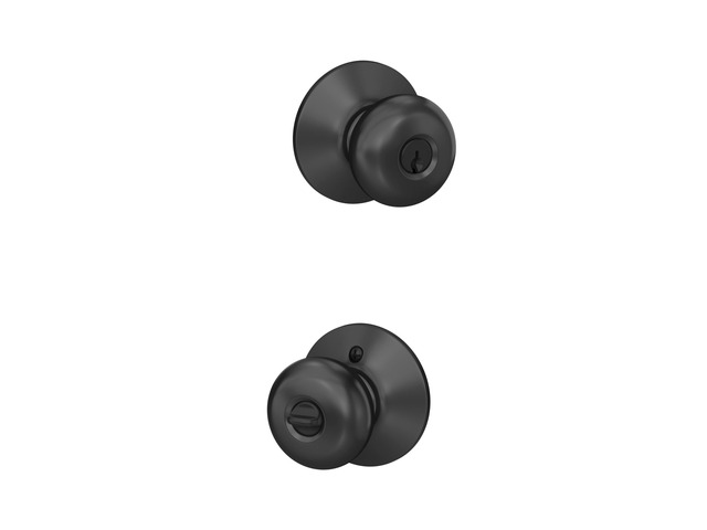 Plymouth Keyed Entry Door Knob, Interior/Exterior, Matte Black Keyed entry door knob with turn-button lock, Easy to install, Certified security &...