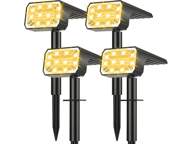 Solar Spot Lights Outdoor, Landscape Spotlights, 4 Pack Warm White 100 LEDs, 4 Lighting Modes, IP65 Waterproof, 2-in-1 Solar Uplights for Yard...