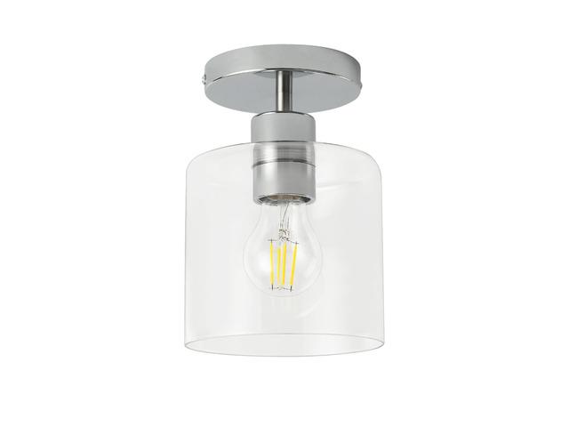 Chrome Semi Flush Mount Ceiling Light,Modern Farmhouse Ceiling Light Fixture for Closet Entryway,Hallway Light Fixture 5.9in Clear Glass Shade 1 Pack