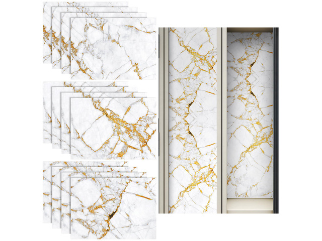 12 Pcs Back to School Locker Magnetic Wallpaper, Marble, White Gold Removable Design Magnetic Locker Sheet Trimmable Wall Wallpaper Decoration...