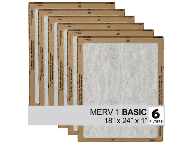 18x24x1 Air Filter, 3M MERV 1 HVAC AC Furnace Filter Replacement, 6-Pack (Actual Size 17.81x23.81x0.88 in)