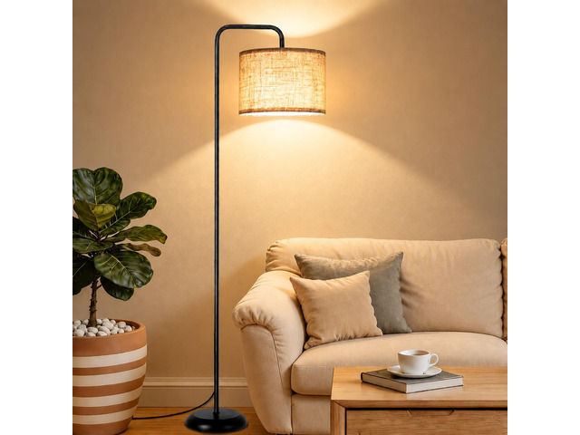 Floor Lamp, Black Standing Floor Lamp for Living Room with 3 CCT Bulb 3 Color Temperatures 12W Bulb included, Metal Lamp with Extended Arm, Lamp...