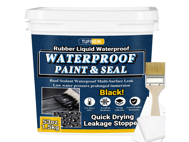 Rubber Liquid Waterproof Sealant, 53oz/1.5kg Black Quick Drying Multi Surface Foundation Leak Repair - Roof Gutters Basement Sealer Waterproof -...