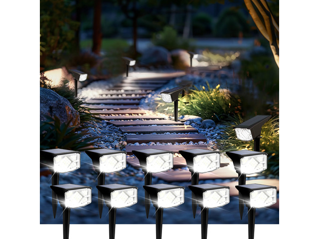 Solar Spot Lights Outdoor Waterproof 10 Pack Cool White Solar Landscape Spotlights Outdoor, Compact Design Spot Lights, Flood Lights for Garden...