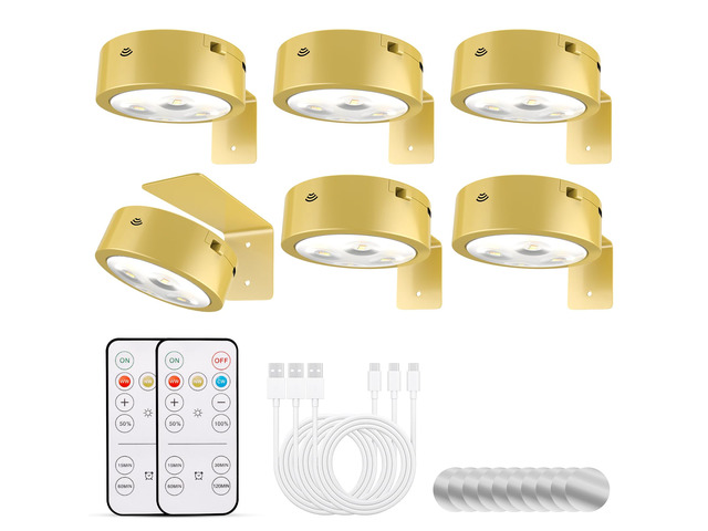 6-Pack Picture Lights for Wall, Rechargeable Battery Operated Wireless Magnetic Painting Lights with Remote Dimmable and Timer, Wall Decor Lights...