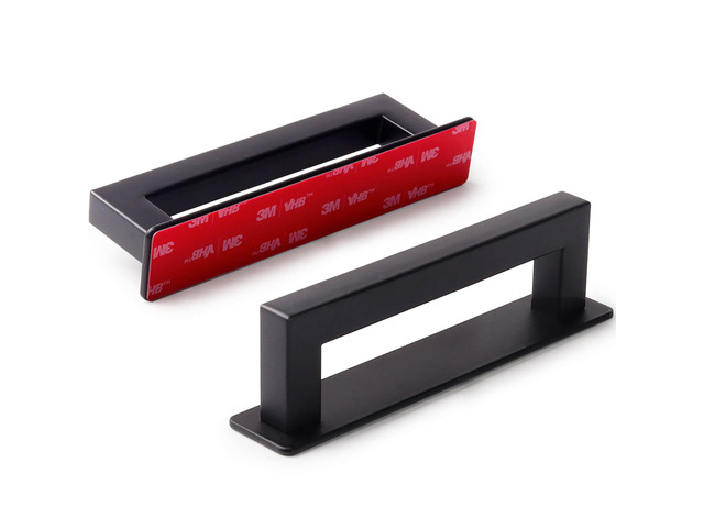 Adhesive Cabinet Handles, Matte Black, 4-3/4', 4-Pack Stainless Steel Feel, Stick On Handle, No Drill Pulls for Drawer Closet Glass Sliding Shower...