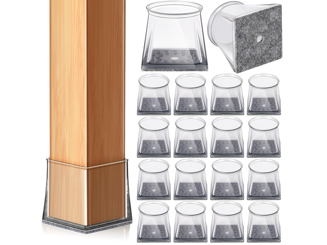 32 PCS Square Chair Leg Floor Protectors (XL Fits: 1-1/2' to 1-7/8') Chair Leg Caps with Felt, Protect Hardwood Floors from Scratches, Reduce...