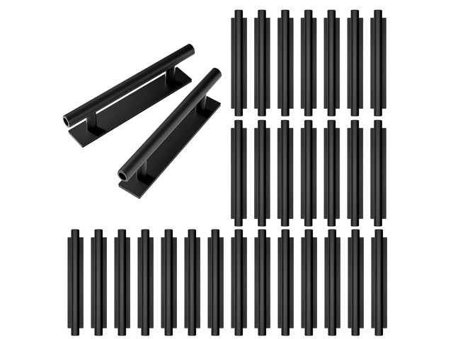 Self-Stick Push Pull Helper Black Hidden Cabinet Handles ABS Plastic Door Window Wardrobe Instant Cabinet Drawer Furniture Handles (Black, Pack, 30)
