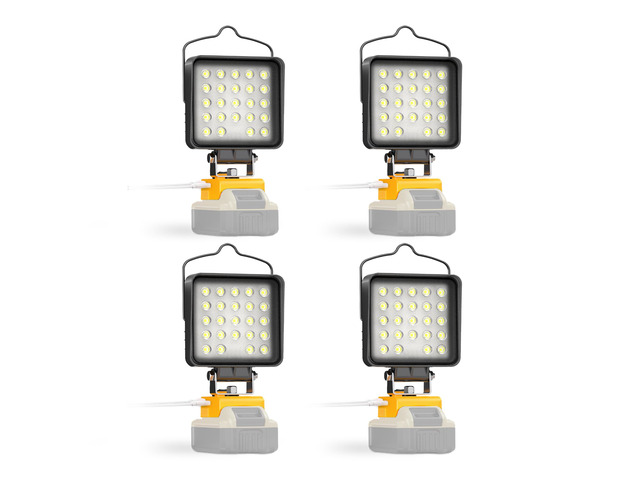 4 Pcs LED Work Light for Dewalt 20v Max Battery, 90W 9600LM Battery Light for Dewalt 20v Tools, Portable Outdoors Cordless Flood Lighting with USB...