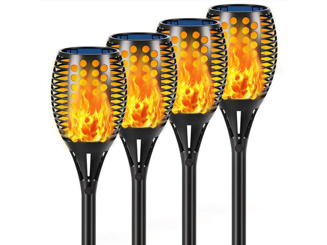 43' Flickering Flame Solar Torch Lights Outdoor Waterproof, 4 Pack Realistic 96 LED Flame Effect,Higher & Larger 10-12 Runtime,Landscape Decoration...