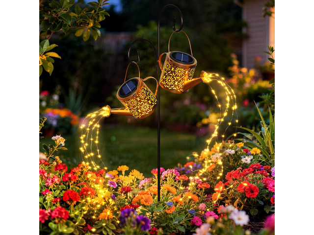 Solar Garden Lights Outdoor Decoration Flower Solar Watering Can Light 2 Packs Waterproof Solar Lights Outdoor, Patio Yard Lawn Pathway Decor,...