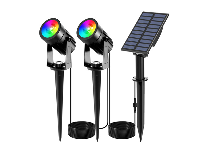 RGB Solar Spot Lights Christmas, Metal Color Changing Halloween for Outdoor Uplighting Garden Pathway Trees Flag Pond Yard
