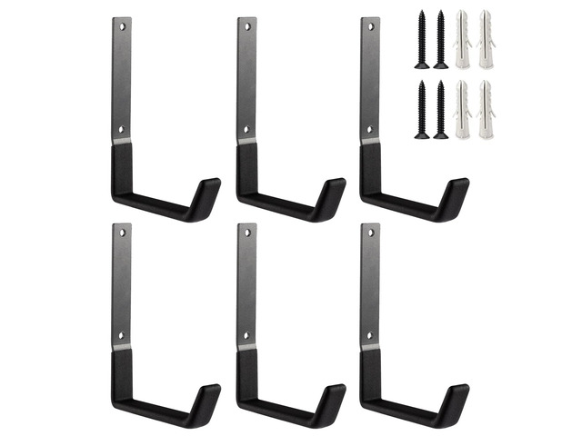 Heavy Duty Steel Garage Hooks, Garage Storage Utility Hooks, Garden Tool Organizer, Steel Wall Mount Hooks, (6, Large)