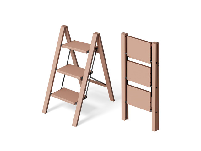 3 Step Stool Foldable Ladder,Aluminum Step Ladder Folding Lightweight Stable Stool with Wide Non-Slip Pedals, 330lbs Bearing Capacity Ladder for...