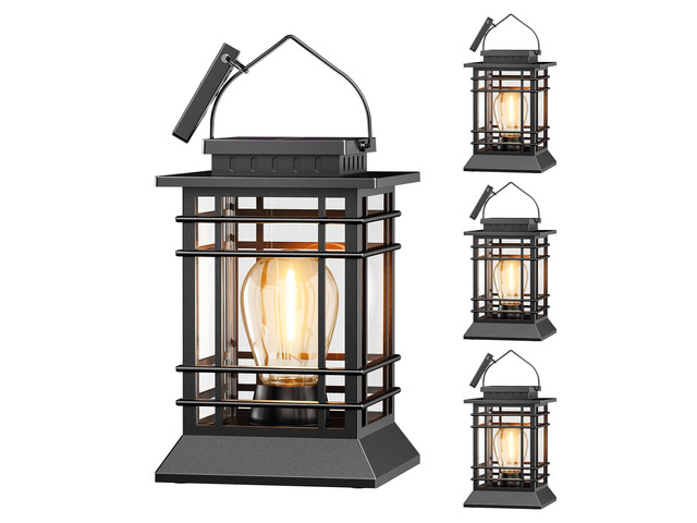 Solar Lanterns Outdoor Waterproof, Hanging Solar Lights for Outside 4 Pack Auto Dusk-to-Dawn, Bright LED Lighting, Over 12H Runtime, IP65...