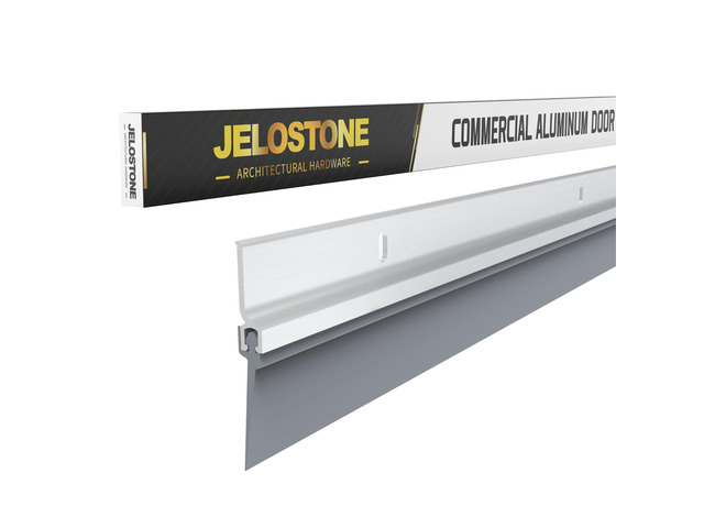 2 Pack - Commercial Door Bottom Sweep, Heavy Duty Aluminum, Fire Rated, Vinyl Insert, JS-NV307, Ideal for Residential & Commercial Use (Clear...