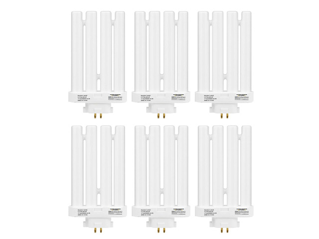 Led FML27 27-Watt Compact Fluorescent Light Bulbs, 6 Pack 6500K, Quad Tubes, 4-Pin GX10q-4 Base, for Fixtures, Offices, Residential and Commercial...