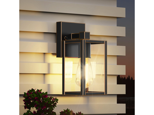 Outdoor Front Porch Light Wall Mount, Exterior lighting fixtures for House Waterproof, Anti-Rust Metal Frame, Tempered Glass, E26 Base, Easy...