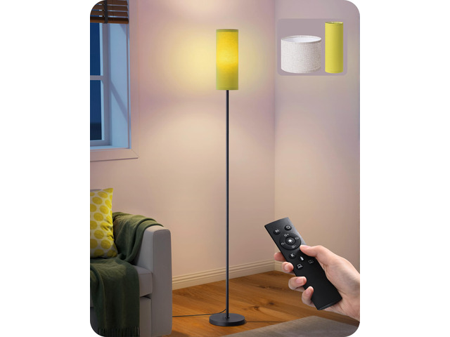 2 Lampshades Modern Floor Lamps for Living Room Green 63.7', Remote Control, Foot Switch, 2700-6000K Dimmable, 9W Bulb Included, Minimalist...