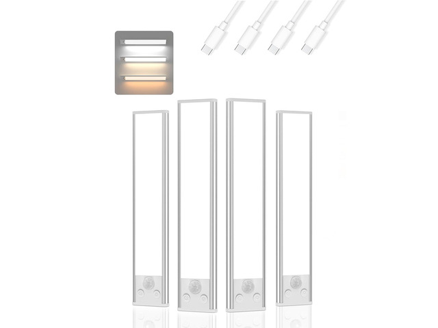 12 inch Under Cabinet Lighting 2500 mAh Closet Lights 3 Color Temps Magnetic Motion Activated, Rechargeable Closet Lights Battery Operated Wireless...