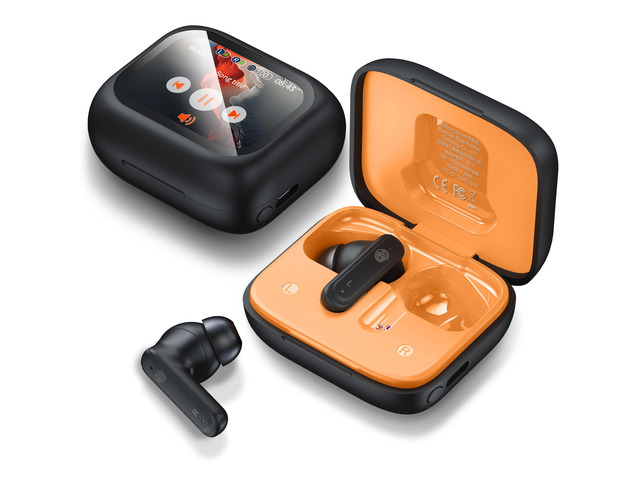 Wireless Earbuds Bluetooth 5.4 Headphones, Touch Screen, Call ENC Noise Cancelling, USB Charging Case for iPhone/Android, Black