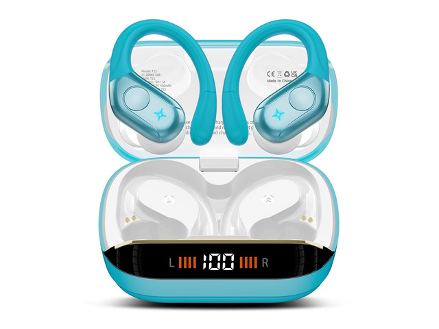 Wireless Headphones Sports, 75Hrs Bluetooth 5.4 Earbuds, Bass Hi-Fi Stereo ENC Noise Cancelling Over Ear Buds, Running Workout Gym Headset with...