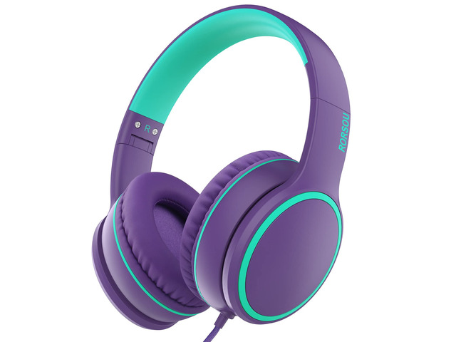 R10 Over-Ear Headphones with Microphone, Lightweight Folding Stereo Bass Headset with 1.5M No-Tangle Cord, Portable Wired Headphones for Smartphone...