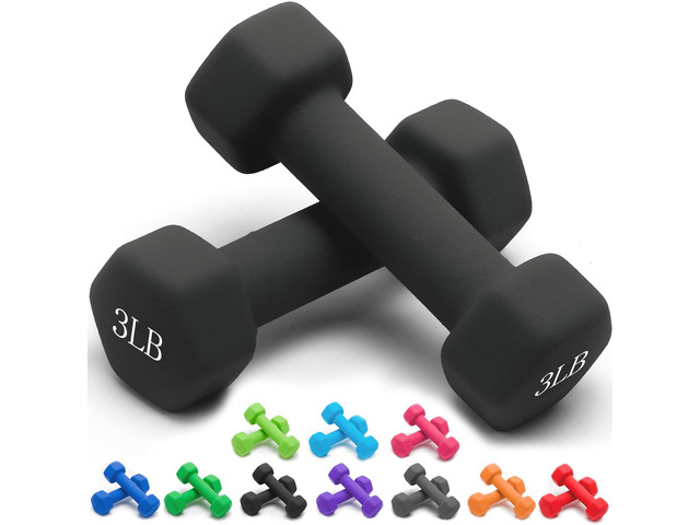 Portzon Dumbbells Neoprene with Non Slip Grip weight for Total Body Workout Exercise and Muscle Toning Compatible with of 2 Set,1-15 LB, Anti-Slip,...