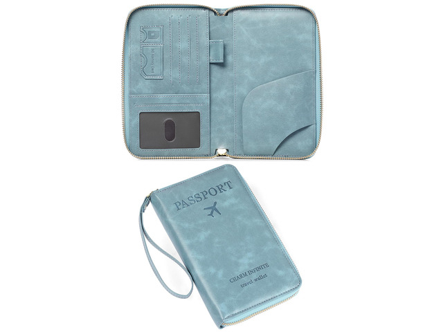 Leather RFID Blocking Passport Holder Travel Wallet, Passport Cover/Travel Wallet for Women/Men with