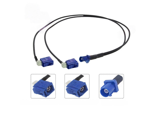 Fakra C Male to Dual Fakra C Female Right Angle Y Type Splitter Cable With Diode RG174 Pigtail Car GPS Antenna Extension Cable