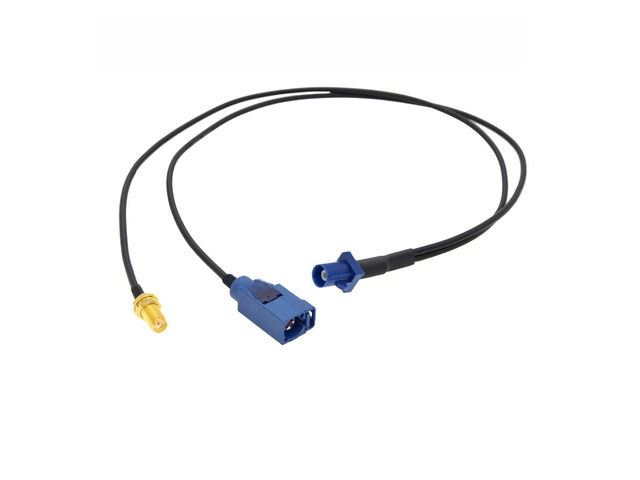 Blue Fakra C Male to 1xFakra C Female &1X SMA Male Right Angle Plug Y Type Splitter Cable Navigation GPS Antenna Extension Cord