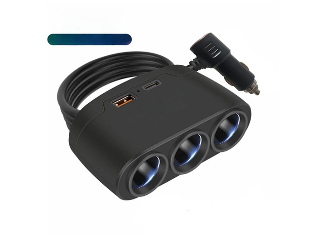 120W Dual USB Socket 3 in 1 Car Cigarette Lighter Splitter 12V 24V Fast Charger Plug Phone Power Adapter for GPS Dashcam